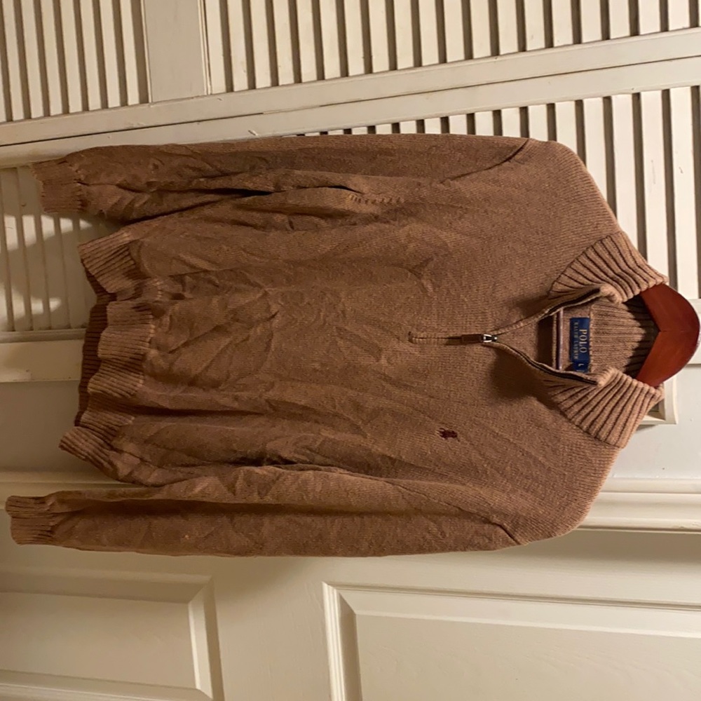Polo by Ralph Lauren- tan half zip sweater